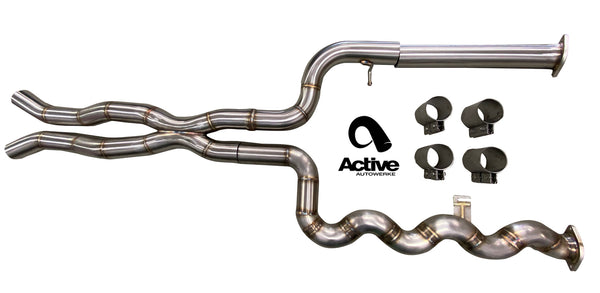 Active Autowerke G80/G82 M3/M4 Signature Equal Length mid-pipe (US Patent 11248511, UK and EU patent 3882441) with G-brace and $90 fixed price shipping in lower 48 states