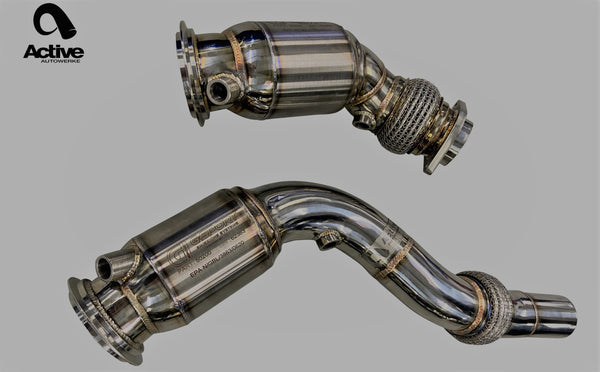 F8x BMW S55 M2C / M3 / M4 Downpipes w Active AFlow Cats